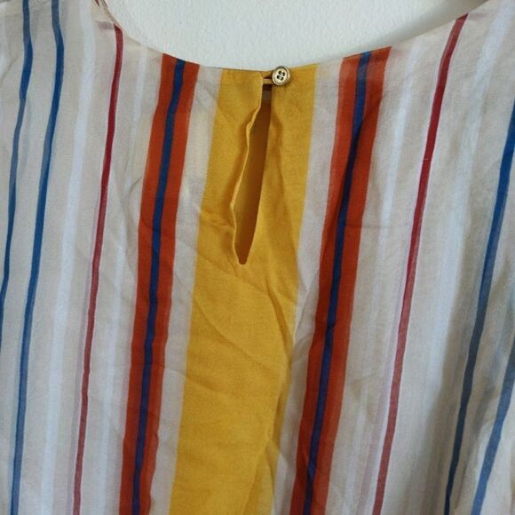 Anthropologie Maeve Silk Blouse Striped Layered Flowy Preppy Chiffon Size XS - Picture 8 of 9